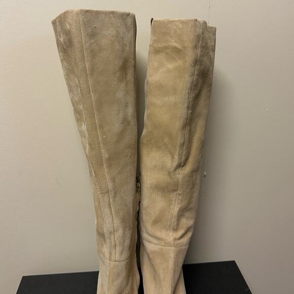 Vince Women's Highland Knee High Boots Dune Suede Beige Size 5 Heeled Leather - Picture 3 of 11